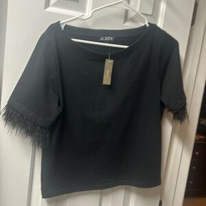 Nwt J.Crew tshirt with feather sleeve detail
